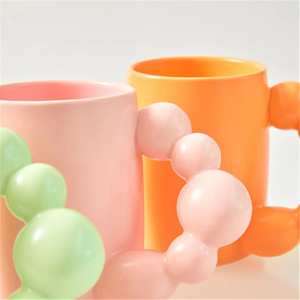 Mug à café expresso en céramique style Sweet Ins, ondulé, décoration intérieure pastel, café maison, style coréen esthétique - Product Image 2