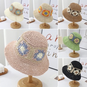 Mũ Rơm Hoa Dệt Thủ Công Phong Cách Boho Cho Người Lớn Mũ Xô Đan Móc Đi Biển Mùa Hè Vành Rộng Thoáng Khí Có Thể Gập Lại - Product Image 4