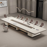 Ensemble table et chaises de salle de réunion modulaire, commercial, luxe léger, haut de gamme, long, intelligent, simple, moderne, en bois, grande taille