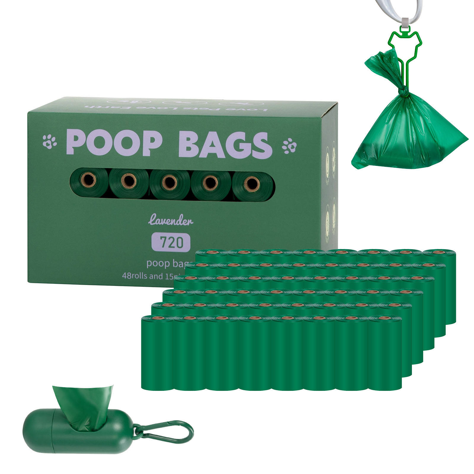 48 ม้วนสีเขียวล้วน + ที่จ่าย + คลิป