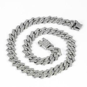 Nuevo Estilo, Cadena Rómbica Colorida de 14 mm, Joyería Hip-Hop, Chapada en Plata, Acero Inoxidable, Zirconia 5A, Collar Cubano para Hombre - Product Image 2