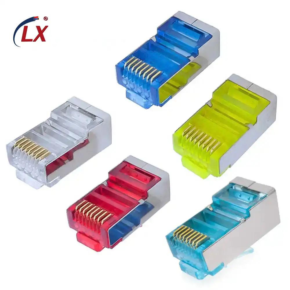 Meilleur prix de gros Mini personnalisé Cat5e Cat6 Cat6a Cat7 Cat7a métal plaqué or 8 broches RJ45 connecteur de câble réseau prise