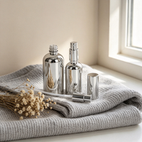 Flacons compte-gouttes en verre argenté métallisé, vides et rechargeables, pour huiles essentielles, sérums, soins de la peau, emballages cosmétiques