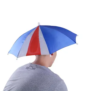 Шляпа зонтик оптовая продажа для активного отдыха Пользовательский логотип печать для рекламы складные hands free head umbrella