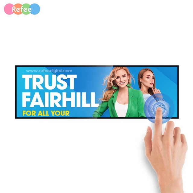 Wide Touch Stretched LCD IPS Edge Strip Advertising Displays Stretch Bar Screen Retail Stores Elevator Wayfinding Shopping Mall