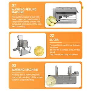 Máquina automática para hacer patatas fritas, máquina de línea para aperitivos, 50kg, 100kg, 300kg, TCA, venta
