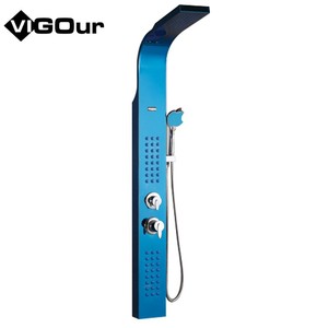 Panel de ducha moderno de acero inoxidable montado en la pared, columna de cascada con torre y chorros de masaje para el cuerpo, inodoros incluidos - Product Image 2