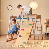 Arc-en-ciel en bois de haute qualité en bois enfant en bas âge ensemble d'escalade aire de jeux intérieure mur équipement d'escalade école pour chambre d'enfant en bas âge