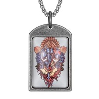 Colgante Amuleto Budista Estilo Thangka de Ganesha de Yunnique, Collar de Acero Inoxidable, Regalo Unisex 216098