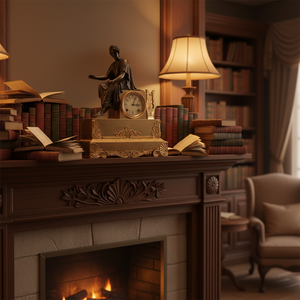 Horloge de cheminée néoclassique antique en laiton doré avec sculpture de la Musée <span class=keywords><strong>des</strong></span> Arts en bronze - Product Image 5