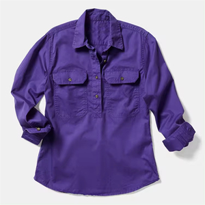 100% coton <span class=keywords><strong>rouge</strong></span> jaune <span class=keywords><strong>bleu</strong></span> blanc vert manches longues demi bouton Country Western <span class=keywords><strong>chemise</strong></span> de travail pour hommes - Product Image 6