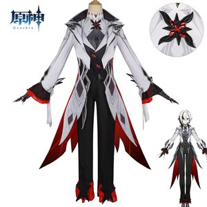 Disfraz de Cosplay de Arlecchino de Genshin Impact, <span class=keywords><strong>Peluca</strong></span> de Fatui Harbinger, Cosplay de Sirviente de Fatui, Disfraces de Halloween de Snezhnaya para <span class=keywords><strong>Mujer</strong></span> - Product Image 1