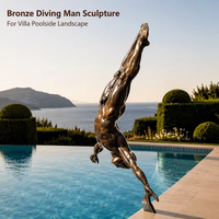 YOUFINE Lebensgroße Bronze-Taucherfigur Moderne Abstrakte Männliche Statue für Villa Pool Poolbereich Landschaftsgestaltung