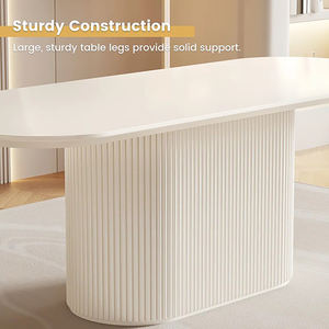 לבן מלבני עמוד בסיס אלילי מלבני שולחן חדר אוכל - Product Image 2