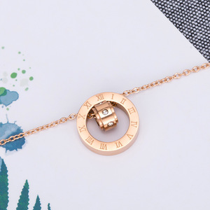 Collar de doble anillo con diamantes chapado en oro de 18 quilates estilo coreano para mujer, cadena corta para clavícula, regalo, joyería de moda. - Product Image 2