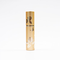 Flacon vaporisateur de parfum rechargeable en verre doré mat 5 ml à fond épais, avec bouchon à vis et décalcomanie, portable et à mécanisme rotatif – Offre Spéciale