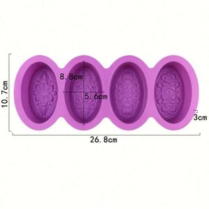 Moule en silicone écologique à 4 cavités, forme ellipse personnalisée, pour gâteaux, bonbons, savons, bougies et figurines religieuses, échantillon gratuit - Product Image 2