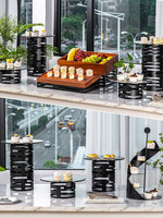 Expositor de Postres para Buffet, Set de Buffet Frío, Mesa de Servicio para la Hora del Té, Estante para Pasteles y Repostería Estilo Europeo, Modelo Metálico