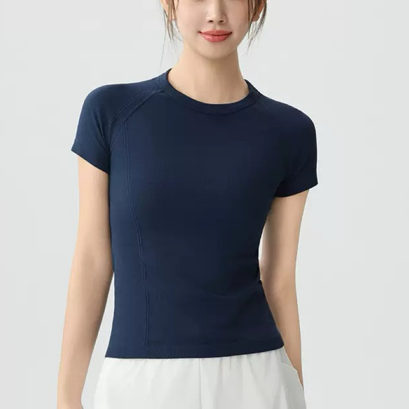 New Style High Stretch Seamless Short Sleeve Breathe Sports T-shirt Spandex Women Fitness Yoga Tophigh-stretch Seamless Yoga