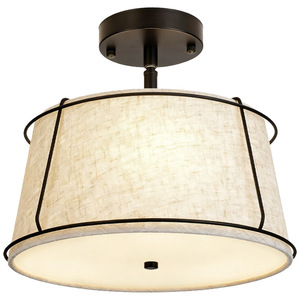 Lámpara de techo de estilo japonés retro, pantalla de tambor, marco de metal negro para sala de estar, cocina, dormitorio, loft, iluminación interior - Product Image 5