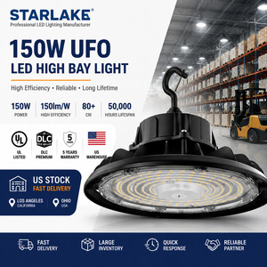 ไฟไฮเบย์ LED รุ่น UL DLC 150W UFO ความสว่าง 22500LM 5000K สำหรับโรงงาน โกดัง โรงยิม ติดตั้งแบบตะขอ  IP65 ปรับความสว่างได้ ขายส่ง - Product Image 1