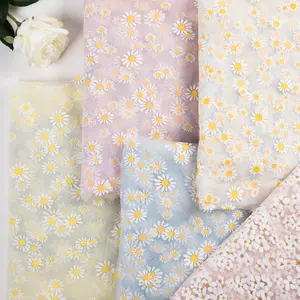 2023 Baru Indah Bunga Matahari Bordir Poli Glitter Kain Tulle untuk Gaun Garmen