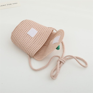 2025 Zomer Handgebreide Kindermeisjes Minimalistische Strooien Tas Ronde Lichte Meisjes Schoudertas Vakantie Reistas Handtas - Product Image 6