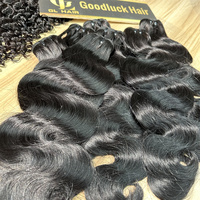 Extensions de cheveux naturels en gros Goodluck, cheveux vierges bruts vietnamiens 15A, double trame, ondulés, en lots