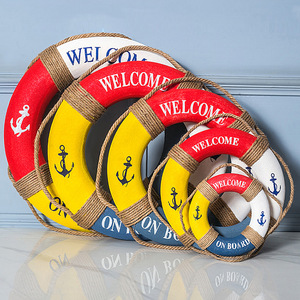 Décoration murale ronde en mousse bleue et blanche avec ancre, style nautique, bienvenue à bord, décoration intérieure - Product Image 2