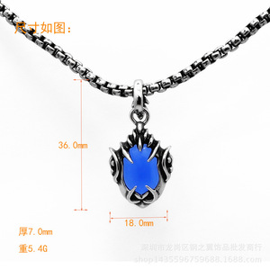 Yunnique - Collar con colgante de púas a la moda, piedra preciosa azul con engaste de garra, plata tibetana, joyería para hombre, diseño geométrico - Product Image 4