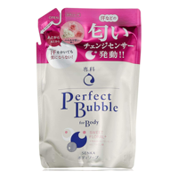 Savon liquide pour le corps hydratant Shisei-do Senka Perfect Bubble, fabriqué au Japon, parfum floral doux, recharge, impression sérigraphique, acide hyaluronique