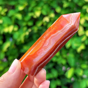 Vente en gros de pointes de quartz cornaline rayé naturel, tour de cristal d'agate rayée rouge pour la guérison et la décoration - Product Image 3