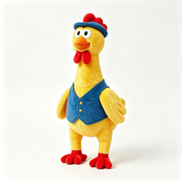 OEM ODM Peluche personnalisée en forme de poulet jaune avec chapeau bleu et gilet pour enfants, cadeau