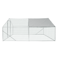 Poulailler en métal XPT034 avec enclos 3W*6L*2H, toit en pignon imperméable, grande cage à volailles pour poules, canards et lapins
