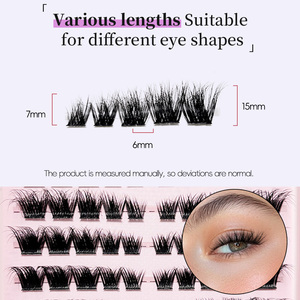 ขนตาปลอมแบบกลุ่ม DIY ขนาด 7-15 มม. แบบ C Curl ปลายแหลม ทรงหางปลา ขนตาเดี่ยว สไตล์มังงะ ให้ความหนาแบบ Wispy ความยาวผสม ขายส่ง - Product Image 3