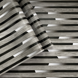 Papel pintado moderno con rayas de madera, extraíble y autoadhesivo adecuado para dormitorios y salas de estar - Product Image 3