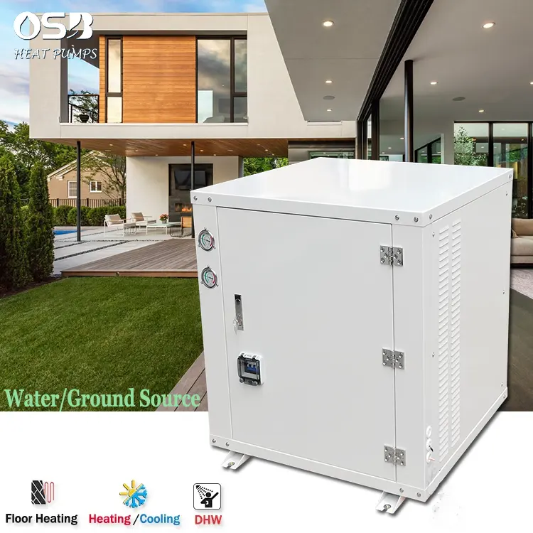 OSB inverter panas 15kw 20kw 3 in 1, inverter pompa panas geopermal pendingin sumber tanah