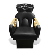 Équipement Complet de Salon de Coiffure et de Beauté, Mobilier de Salon Complet, Fauteuil de Coiffure à Base Dorée, Fauteuil de Barbier Professionnel