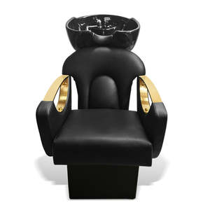 Ensemble Complet de Mobilier de <span class=keywords><strong>Salon</strong></span> de Coiffure Équipement Professionnel Fauteuil de Coiffure Base Dorée Chaise de Barbier - Product Image 6