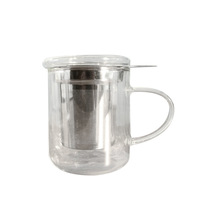 Tasse à thé en verre borosilicaté transparent personnalisé avec couvercle et infuseur en acier inoxydable