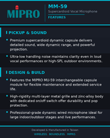 Mikrofon Vokal Dinamis MIPRO Powerful High SPL Untuk Panggung Luar Ruangan, Mikrofon Berkabel Sebagai Mikrofon Dinamis Profesional Untuk Siaran Langsung