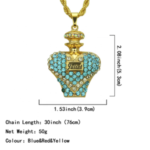 Collar de Cadena Dorada Estilo Hip Hop con Colgante de Botella de <span class=keywords><strong>Perfume</strong></span> con Letras de Aleación y Diamantes - Product Image 6