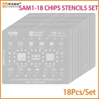 Amaoe Universal 0,12 MM CPU BGA Reballing Stencil para Samsung SAM 1-20 IC Chips Reparación de soldadura Estaño Plantación Malla de acero