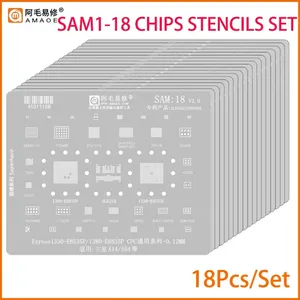 Amaoe แผ่นฉลุสำหรับ reballing CPU BGA ขนาด0.12มม. สำหรับ <span class=keywords><strong>Samsung</strong></span> SAM 1-20 IC การบัดกรีซ่อมแซมการทำจากแผ่นเหล็กเคลือบดีบุก - Product Image 3