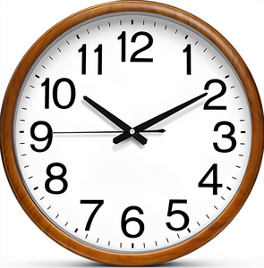 Modern Round Plastic Wall <b>Clock</b> Silent Quartz Movement Large Numerals <b>Battery</b> Powered Antique Style Design Living Room Decor - Product Image 1