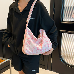 Nuevo Diseño, Bolso Tote Casual de Moda para Mujer, Estampado de Lazo, Pana, Gran Capacidad, Impermeable, Correa de Hombro, Bolso Bandolera - Product Image 5