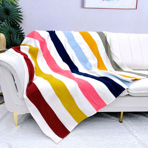 Nhà Máy Trực Tiếp Tùy Chỉnh Thiết Kế Logo Mới In Chenille Màu Sọc Ném Chăn Mềm Thân Thiện Với Môi 100% Polyester Giường Chăn - Product Image 5