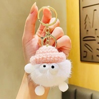 Porte-clés de voiture en fausse fourrure de vison, adorable boule de charbon, style coréen, tendance Instagram, breloque de sac en peluche au design original, cadeau