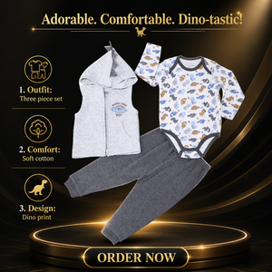 Ensemble de vêtements en coton à capuche pour bébé garçon, imprimé dinosaure, manches longues, pantalon long avec <span class=keywords><strong>gilet</strong></span> à fermeture éclair - Product Image 6