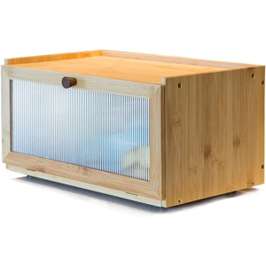 Boîte à pain en bambou avec tapis antidérapant, 1 niveau, rangement de cuisine pour la conservation du pain - Product Image 4